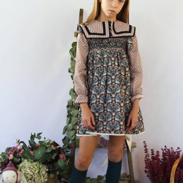 Cuello niña cuadrado marinero estampado Retro C003