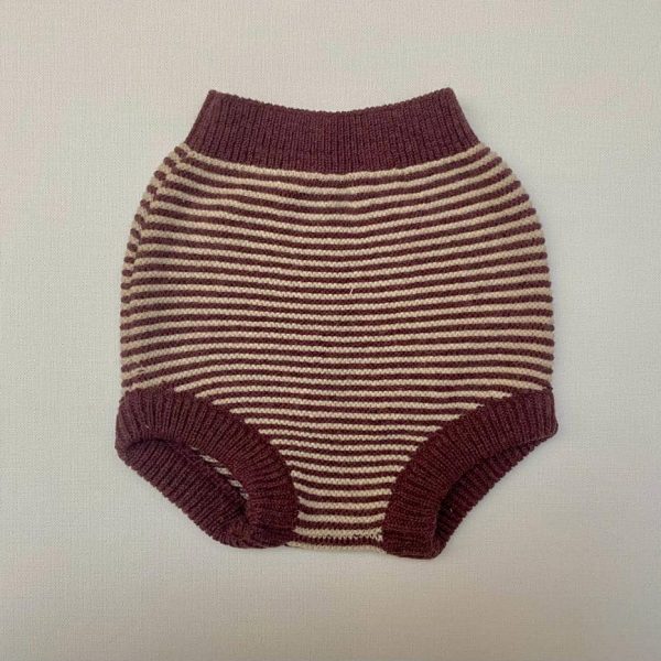 Braguitas de punto sin volante C003 a rayas vino