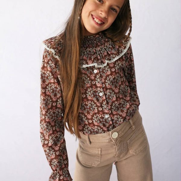 Camisa Cosette C005 estampado floral marrón C005.