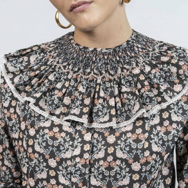 Cuello María mujer estampado floral negro C005