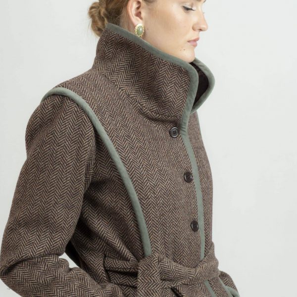 Chaqueton 100% lana en espiga marrón