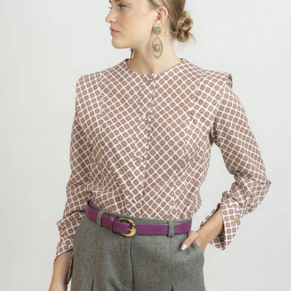 Camisa Daniella estampado floral geométrico