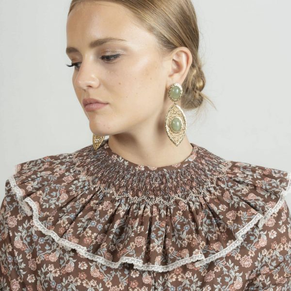 Cuello María mujer estampado floral marrón C005