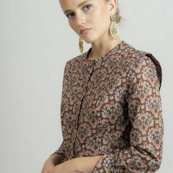 Camisa Daniella estampado floral marrón C005
