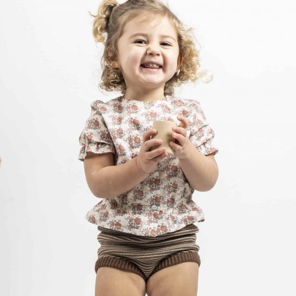 Braguitas a rayas marrón y topo con elástico marrón