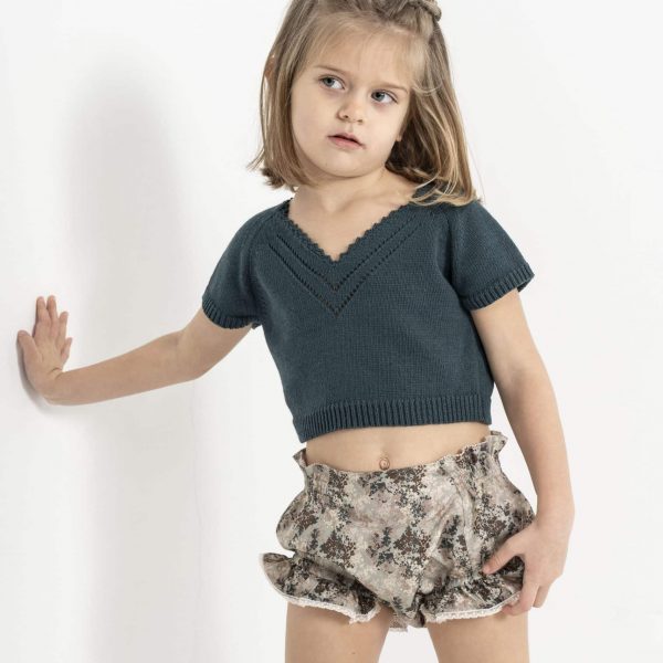 Pololo reversible estampado abstracto romántico y tejido de mini puntos