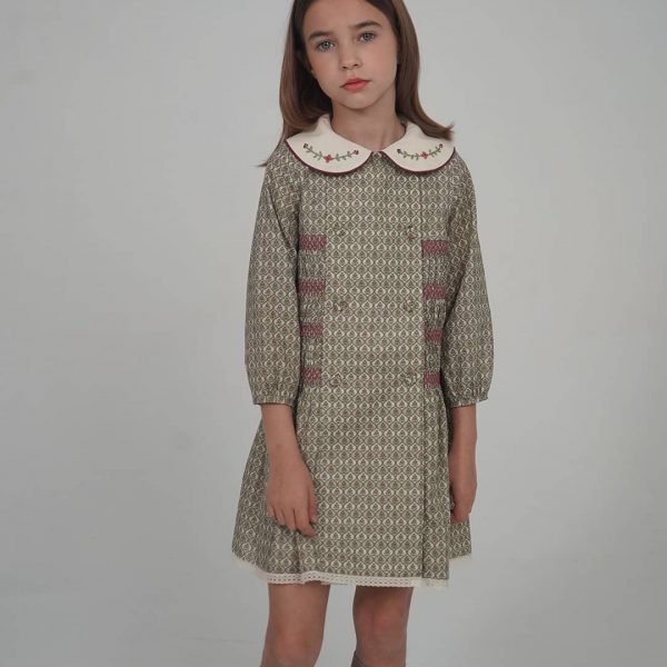 Vestido niña Anette estampado geométrico verde