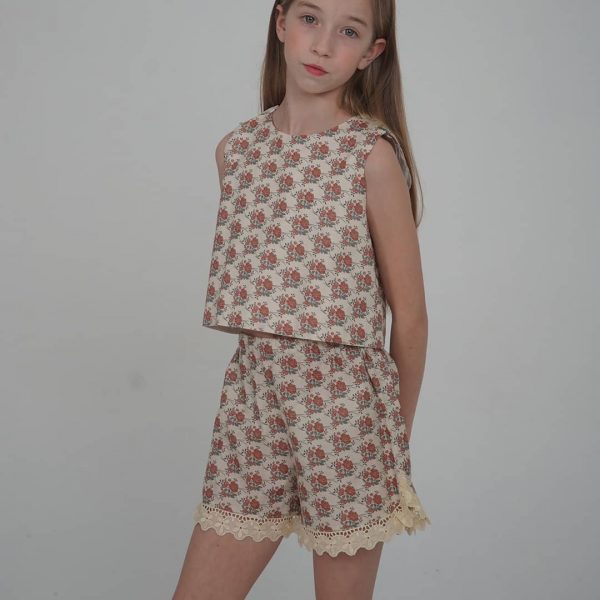 Bermudas estampado de flores marrones