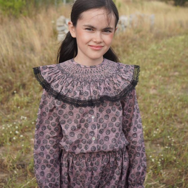 Camisa Cosette estampado geométrico rosado flor negro antracita