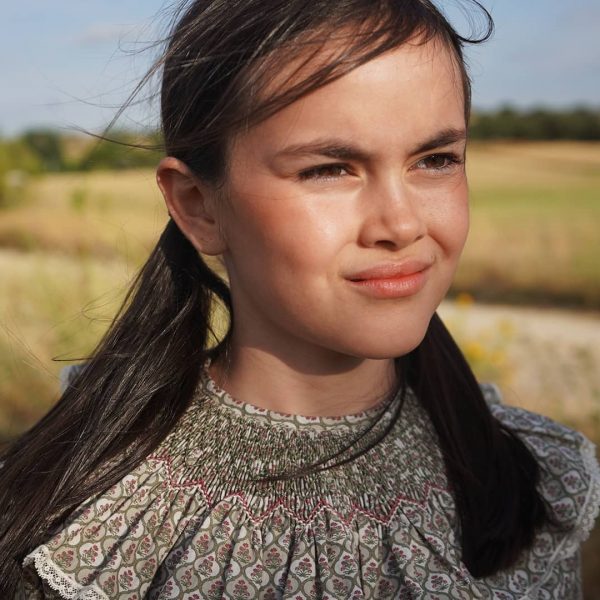 Cuello María estampado geométrico verde