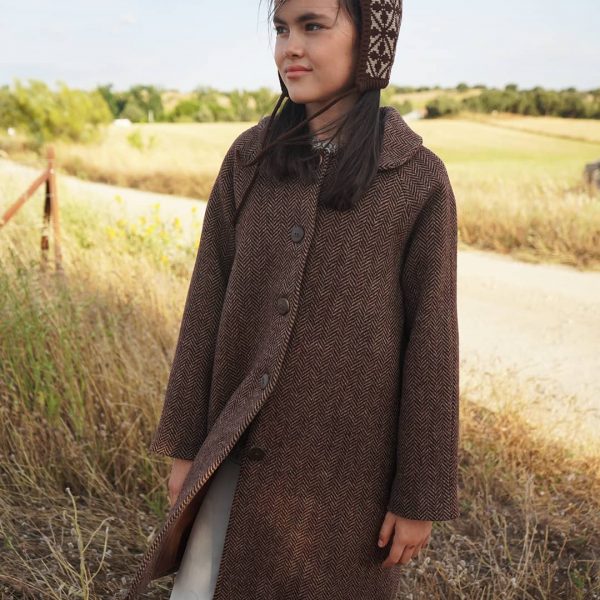 Abrigo lana espiga forrado de borreguito