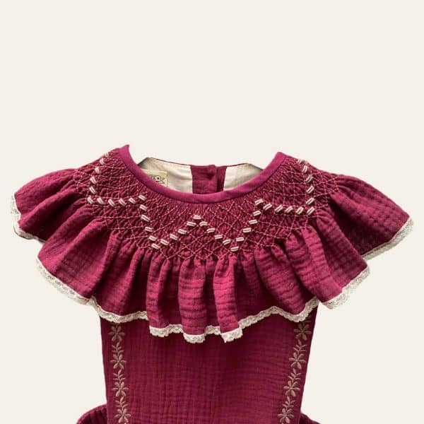 Cuello María rosa vino en tejido muselina (para el peto Cassandra)