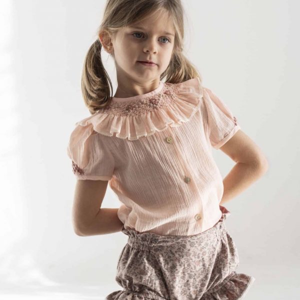 Pololo reversible estampado floral rosa con reverso en rosa viejo