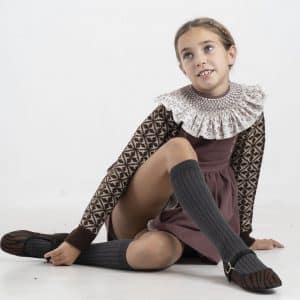 Jersey estampado geométrico color marrón y beige